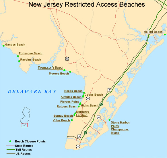 New Jersey Beaches Map Njdep Division Of Fish & Wildlife - Seasonal Restricted Access Maps -  Delaware Bay And Atlantic Coast