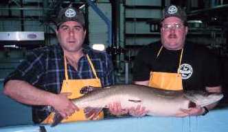 Bob Olsen and Craig Lemon with big muskie