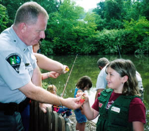 Officer giving out bobber