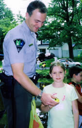 Officer giving out bobber