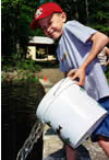 Boy stocking fish