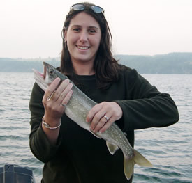 Lori Crouse with nice lake trout