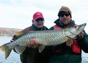 Anglers with large tiger muskie