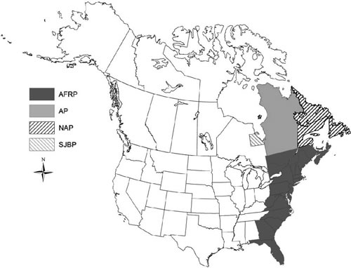 Geographic location of breeding populations of Canada geese in the Atlantic Flyway