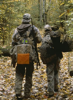 Father and son with turkey