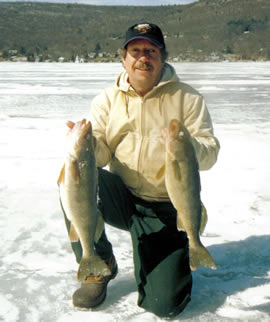Author with 2 walleyes