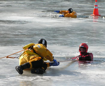 Ice rescue training