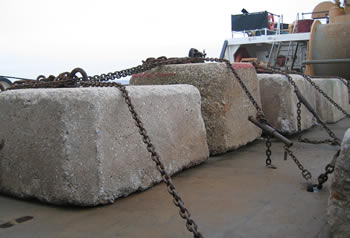 Bouy blocks on deck