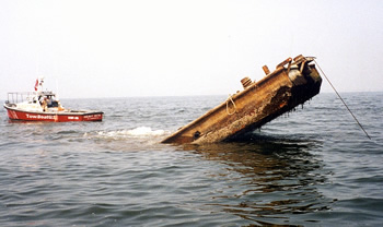 Vessel being deployed on artificial reef