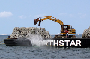 Reef ball deployment from barge