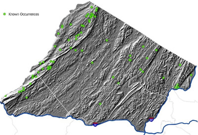 Known grouse occurrence sites