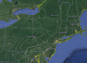 Map showing spring migration of one bird to the north shore of Lake Ontario