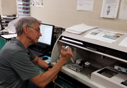 photo: July 23, 2019 HarmfulResearch Scientist at the DEP’s Bureau of Freshwater and Biological Monitoring
performs toxin analysis using a Cyanotoxin Automated Assay System. Source: DEP.
