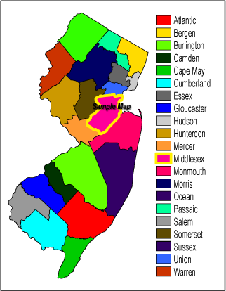 Alphabetical list of New Jersey Counties