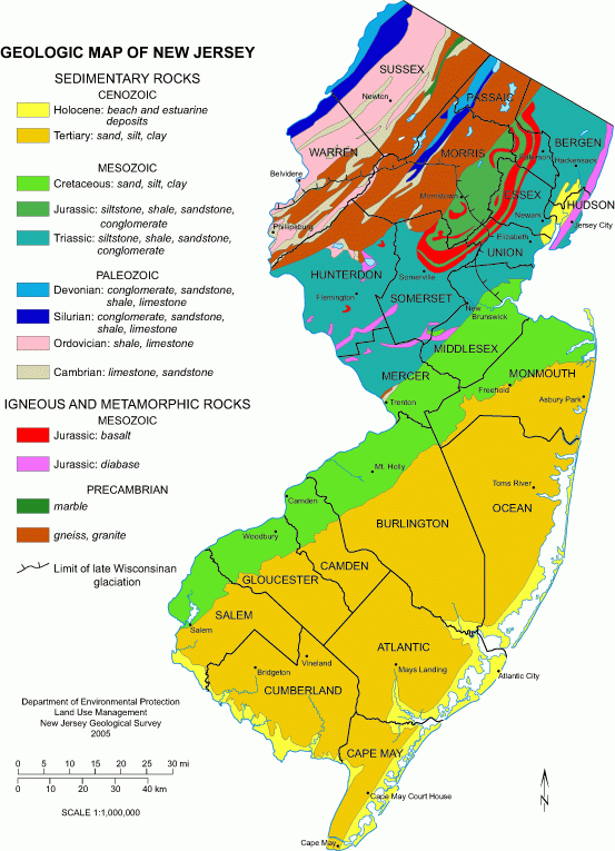 NJDEP New Jersey Geological and Water Survey Geologic Map of New Jersey