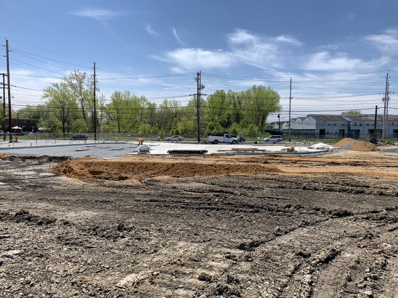 Concrete being poured for the Entrance Plaza