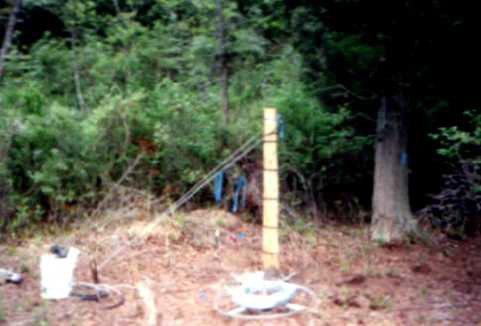 Cedar corner post with 'dead-men' support