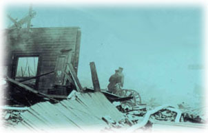 The wreckage after the Black Tom Explosion.  