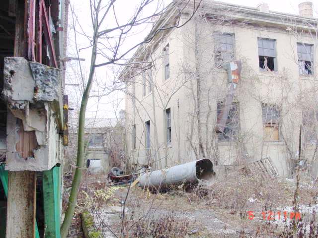 Looking in between two buildings