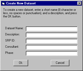 HazSite Application Create Dataset Screen