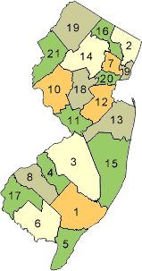 Map of New Jersey Counties