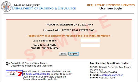NJDOBI Licensing Services