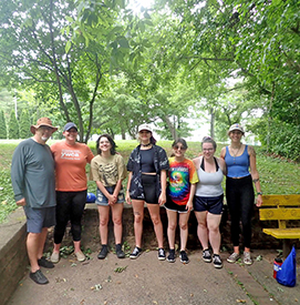 DRBC's Thomas Amidon (L) & thescholarship recipients from the YWCATri County Area (Pottstown, Pa.). Photo by the DRBC.