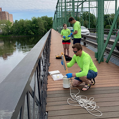 DRBC staff collect chlorides data. Photo by the DRBC.