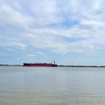 The Delaware River near Marcus Hook, Pa. This is one of the sites for the sturgeon nursery monitoring. Photo by the DRBC.