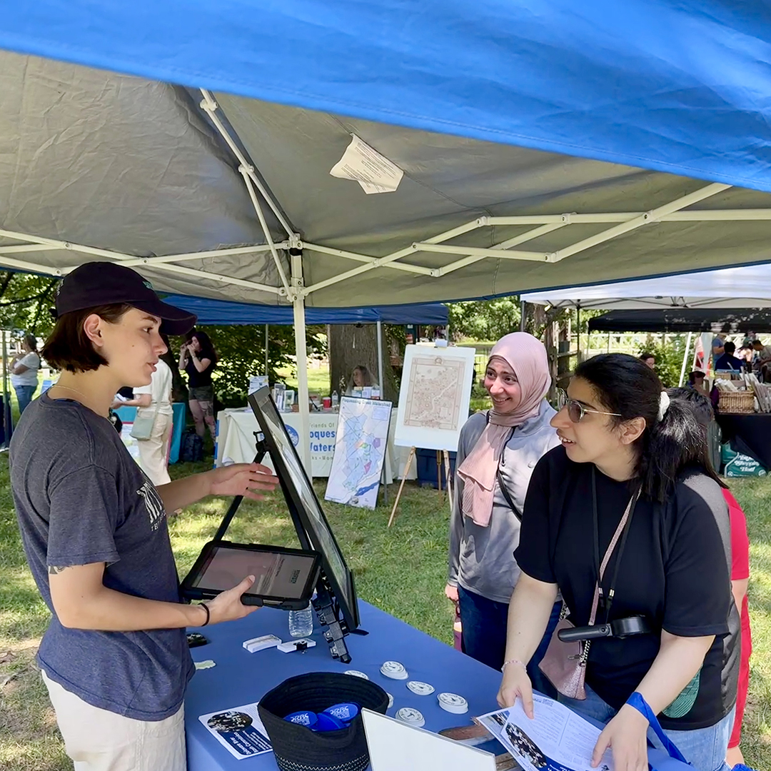 DRBC's table was popular, and folks enjoyed chatting with staff about our programs. Photo by the DRBC.