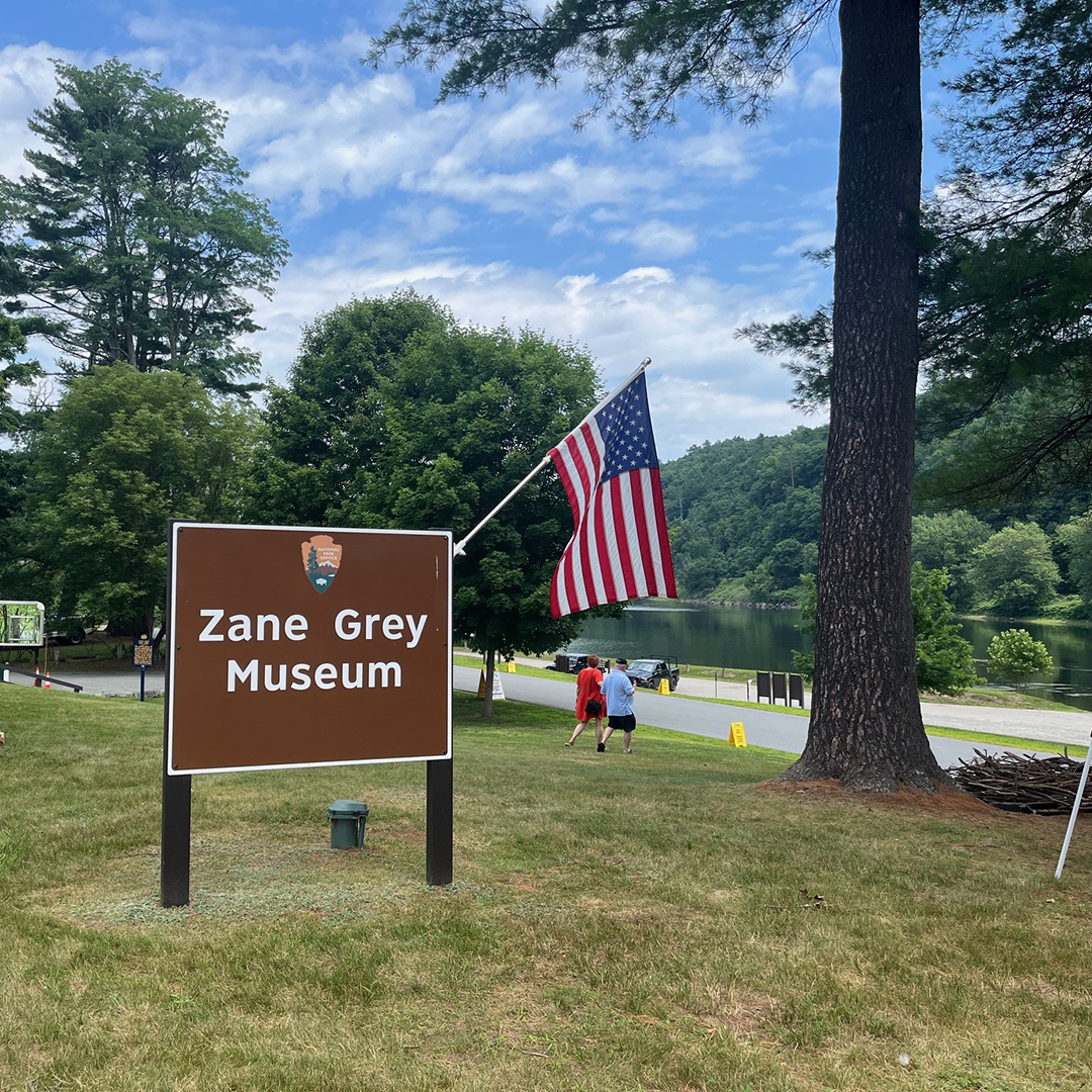 The Zane Grey Museum sign. Photo by the DRBC.