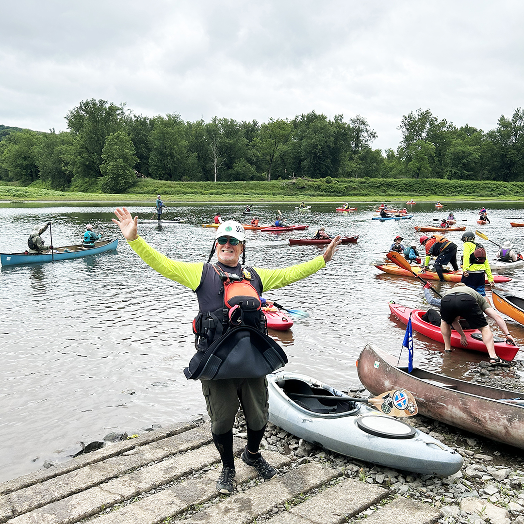 Sojourn Safety Lead and National Canoe Safety Patrol member Jerry Donati is all smiles before the start of Day 4. Photo by the DRBC.