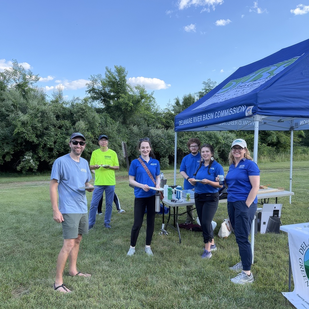 Some of the DRBC crew at the Day 5 dinner: (from L) Jake Bransky, Namsoo Suk, Sarah Beganskas, Carl Bargery, Elaine Panuccio and Kristen Bowman Kavanagh. Photo by the DRBC.