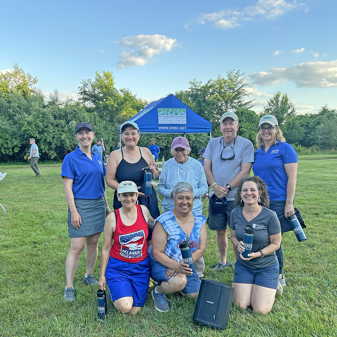 First Place Team in Quizzo: The Honeymooners pose with DRBC's Kristen Bowman Kavanagh (top R) and Elizabeth Brown (top L). Photo by the DRBC.