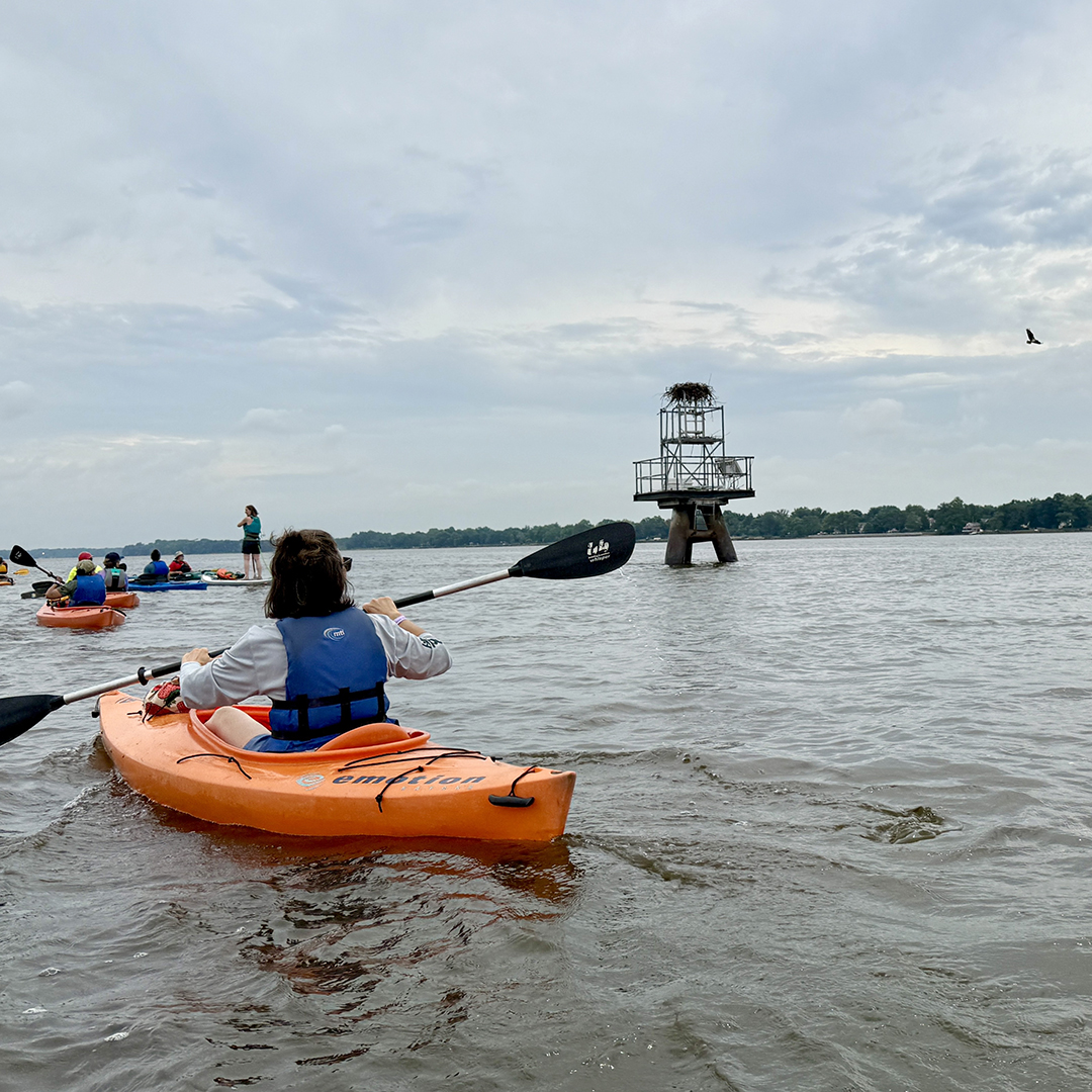 Sojourners paddle upriver with the tide on Day 7. Photo by the DRBC.