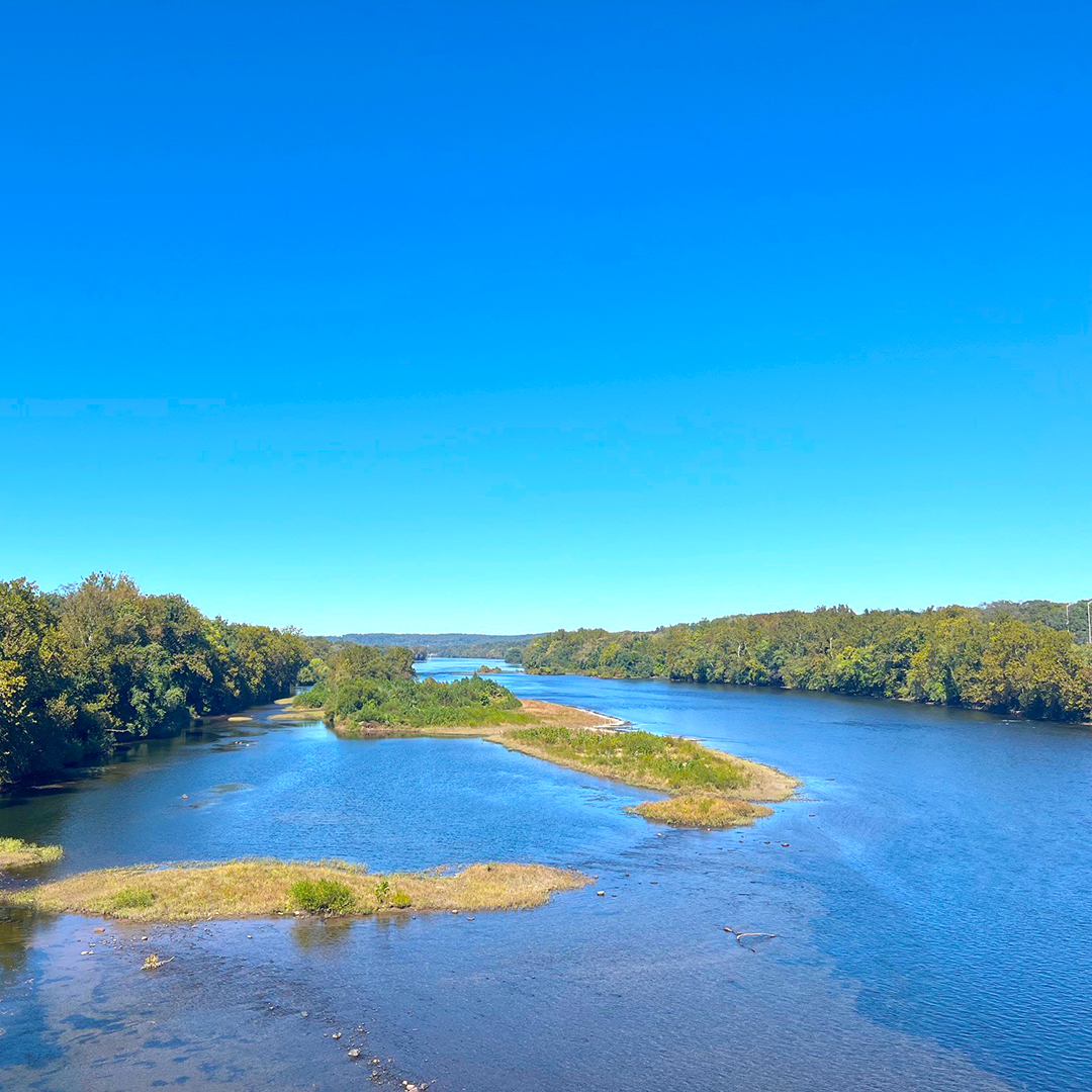 The Delaware River looking upstream from the Scudder Falls Shared Use Path. Photo by the DRBC.