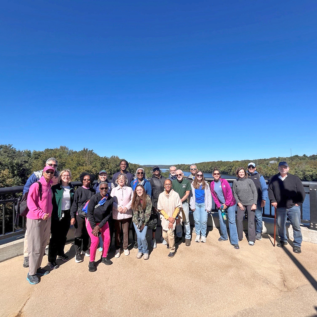 The Trenton Walks! group stopped on the Scudder Falls Shared Use Path for a pic. Photo by the DRBC.
