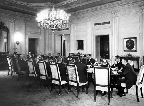 Photo of Compact Signing Guests in the White House State Dining Room.