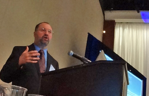 DRBC Water Quality Assessment Manager John Yagecic presents at the AWWA-NJ's annual conference. Photo by DRBC.