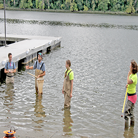 DRBC Science and Water Quality Management staff gives a water quality monitoring demo. Photo by the DRBC.