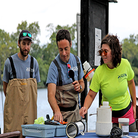 DRBC staff discusses some of the various monitoring tools and techniques used to collect water quality data. Photo by the DRBC.