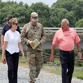 From L: U.S. Rep. Madeleine Dean, USACE Phila. District Commander LTC Jeffrey Beeman & Western Berks Water Authority's Chip Bilger. Photo by the DRBC.