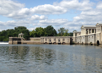 View of the Fairmount Water Works from the Schuylkill River, 2014. Photo by DRBC.