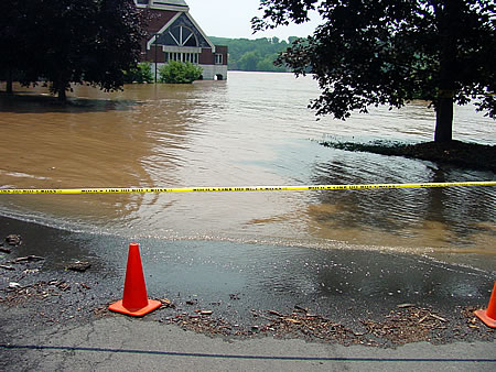 Lambertville Station and its Parking Lot Now Part of the Delaware River - June 29, 2006