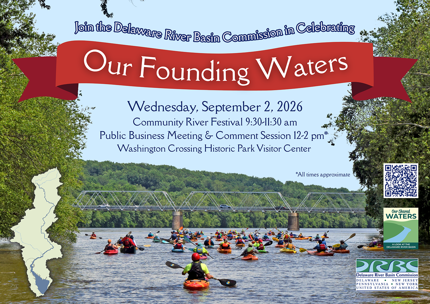 Graphic for DRBC "Our Founding Waters" Day on September 2, 2026