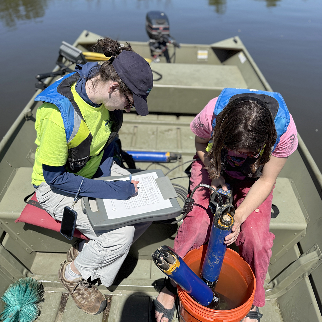 Staff out monitoring for nutrients on a tidal N.J. tributary. Photo by the DRBC.