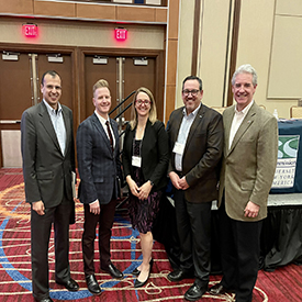 From L to R: NYCDEP Commissioner Rit Aggarwala, NJDEP Commissioner Shawn LaTourette, DRBC Dep. Ex. Dir. Kristen Kavanagh, DRBC Ex. Dir. Steve Tambini & DNREC Secretary Shawn Garvin. Photo by the DRBC.