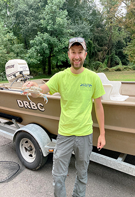 DRBC staff collected several blue crabs from the Delaware Bay to monitor for PFAS. Photo by DRBC.