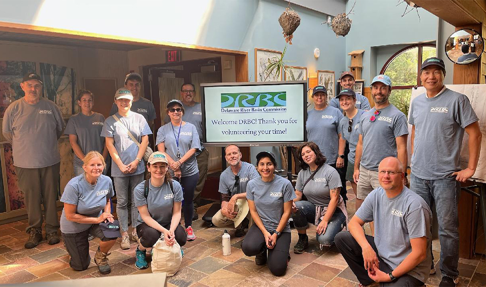 DRBC staff are welcomed at Palmyra Cove. Photo by the DRBC.