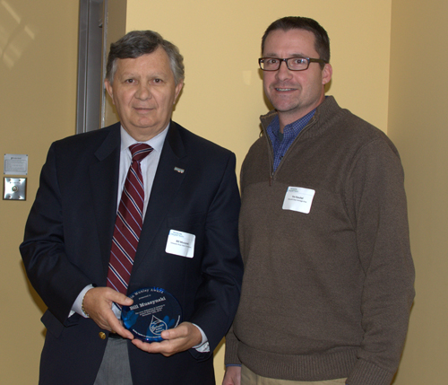 DRBC's Bill Muszynski (left) and SRHA's Tim Fenchel (right) pose after Bill receives SAN's Kevin Munley MVP Award. Photo courtesy of SAN.